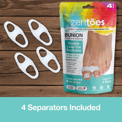 ZenToes Double Loop Gel Toe Spacers, Big Toe Straightener, 1 Pair