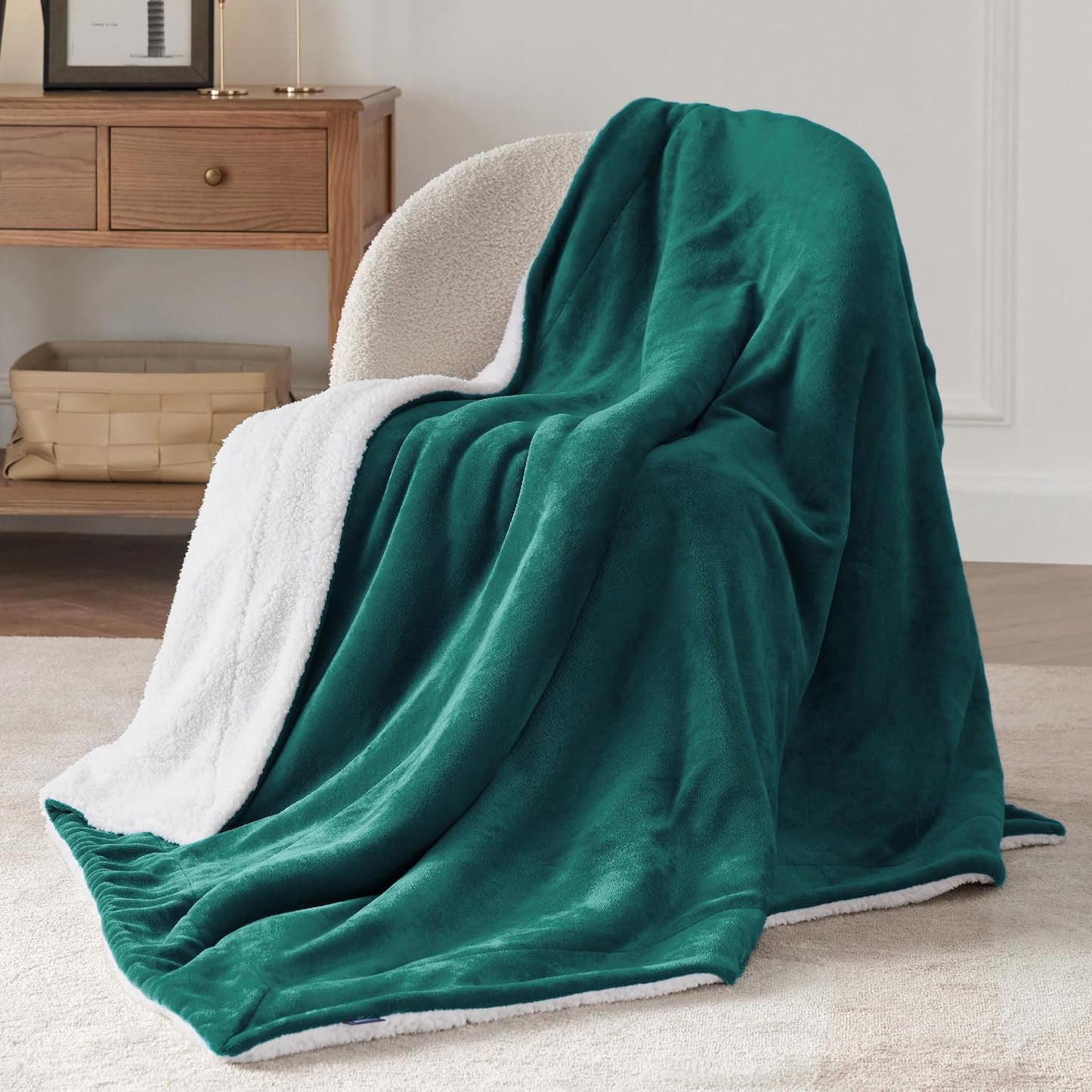 Bedsure GentleSoft Sherpa Fleece Throw Blanket for Couch, Non-Heated, Thick & Warm Cozy Blanket for Winter, Soft Fuzzy Plush Throw Gifts for Women and Men, Grey, 50x60 Inches