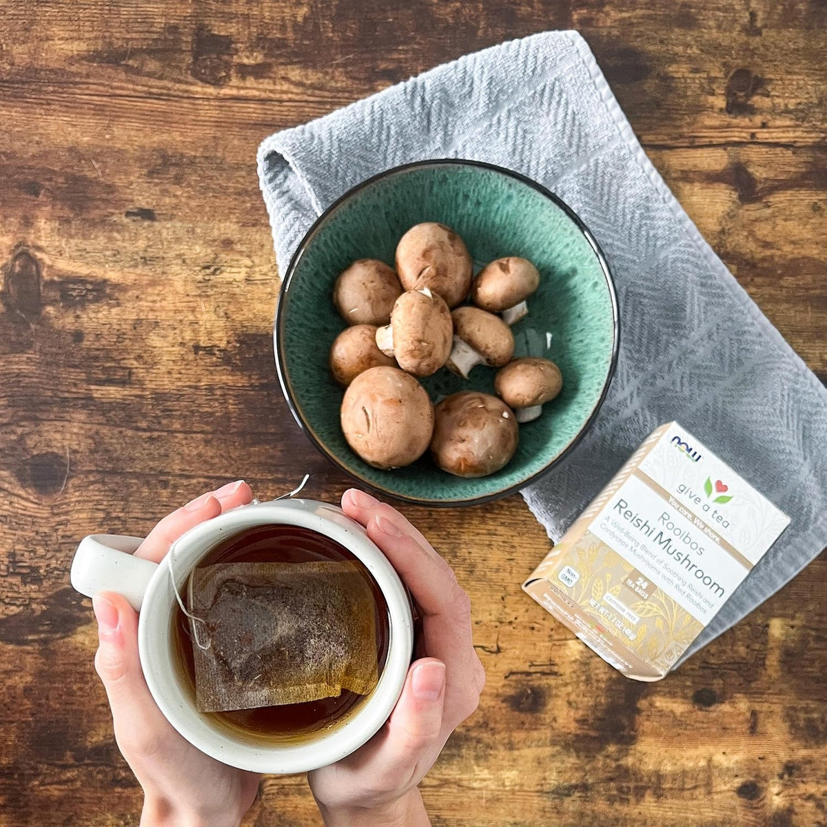 NOW Give a Tea® Rooibos Reishi Mushroom Tea, Caffeine-Free, 24 bags