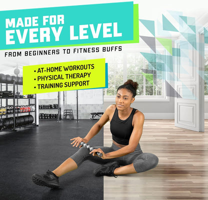 Elite Massage Roller Stick Targets Sore, Tight Leg Muscles to Prevent Cramps and Release Tension. It's Sturdy, Lightweight, Smooth Rolling and Thankfully This Lifesaver has Comfortable Handles.Green