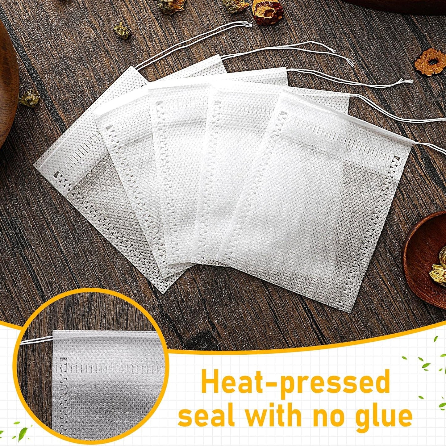 1000 Pcs Disposable Tea Bags Bulk for Loose Leaf Tea Drawstring Empty Coffee Sachets Filter Infuser Strainers for Coffee Spice Christmas Herbs Gift (2.75 X 3.54 Inch)