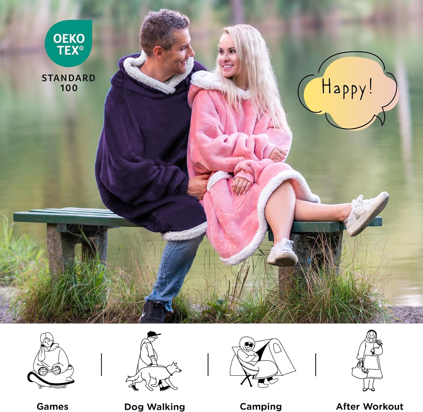 Bedsure Blanket Hoodie, Wearable Blanket Hoodie as Gifts for Mom, Birthday Gifts for Women Kids Teens Mother's Day Sherpa Sweatshirt, Grey, Standard