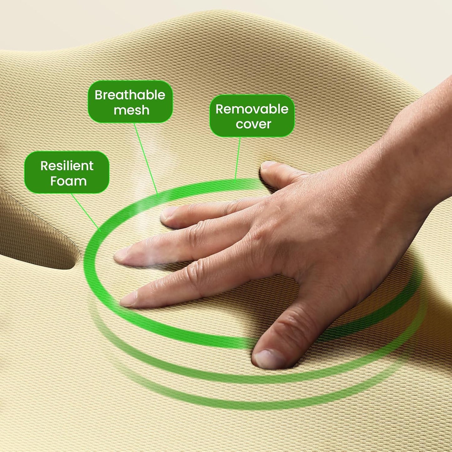 Benazcap Memory Foam Seat Cushion for Office Chair, Ergonomic Chair Cushions for Tailbone Pain Relief, Sciatica & Back Support, Office Chair Cushion & Car Seat Cushion