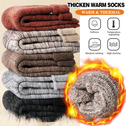 EBMORE 5 Pairs Women Merino Wool Boot Socks Warm Thermal Winter Thick Hiking Cozy Cabin Crew Comfy Socks for Ladies