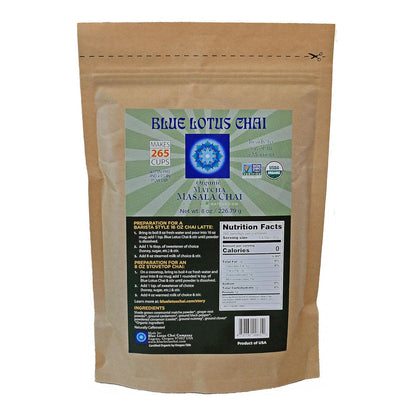 Blue Lotus Chai - Rooibos Flavor Masala Chai - Makes 65 Cups - 2 Ounce Masala Spiced Chai Powder with Organic Spices - Instant Indian Tea No Steeping - No Gluten