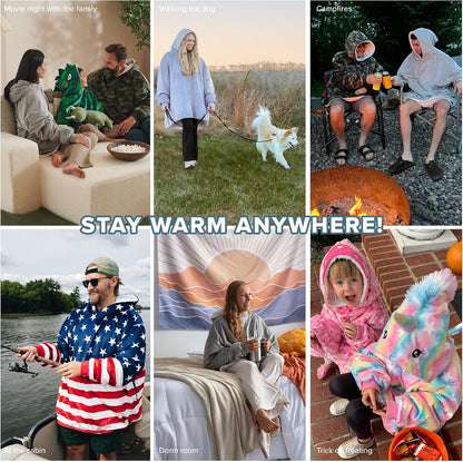 Bare Home Wearable Blanket Hoodie - Soft Plush Sherpa - Warm and Cozy - Oversized Wearable Blanket