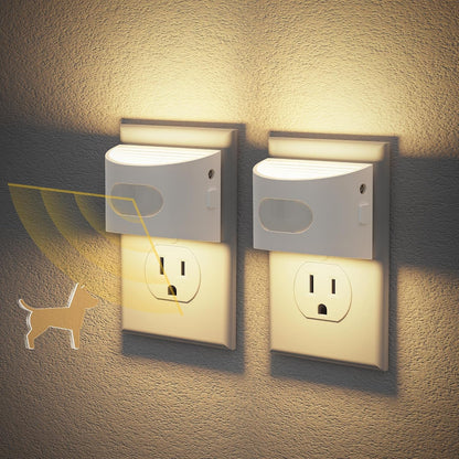 JandCase Night Light, Modern Night Lights Plug into Wall,2 Pack Dusk to Dawn Sensor Nightlight, Amber Brightness Adjustable Nightlight for Kids Bathroom Hallway Kitchen Bedroom Decor