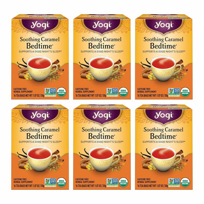 Yogi Tea Soothing Caramel Bedtime Tea - 16 Tea Bags per Pack (4 Packs) - Calming Sleep Tea - Supports Good Sleep - Includes Chamomile Flower, Rooibos Leaf, Roasted Chicory Root & More