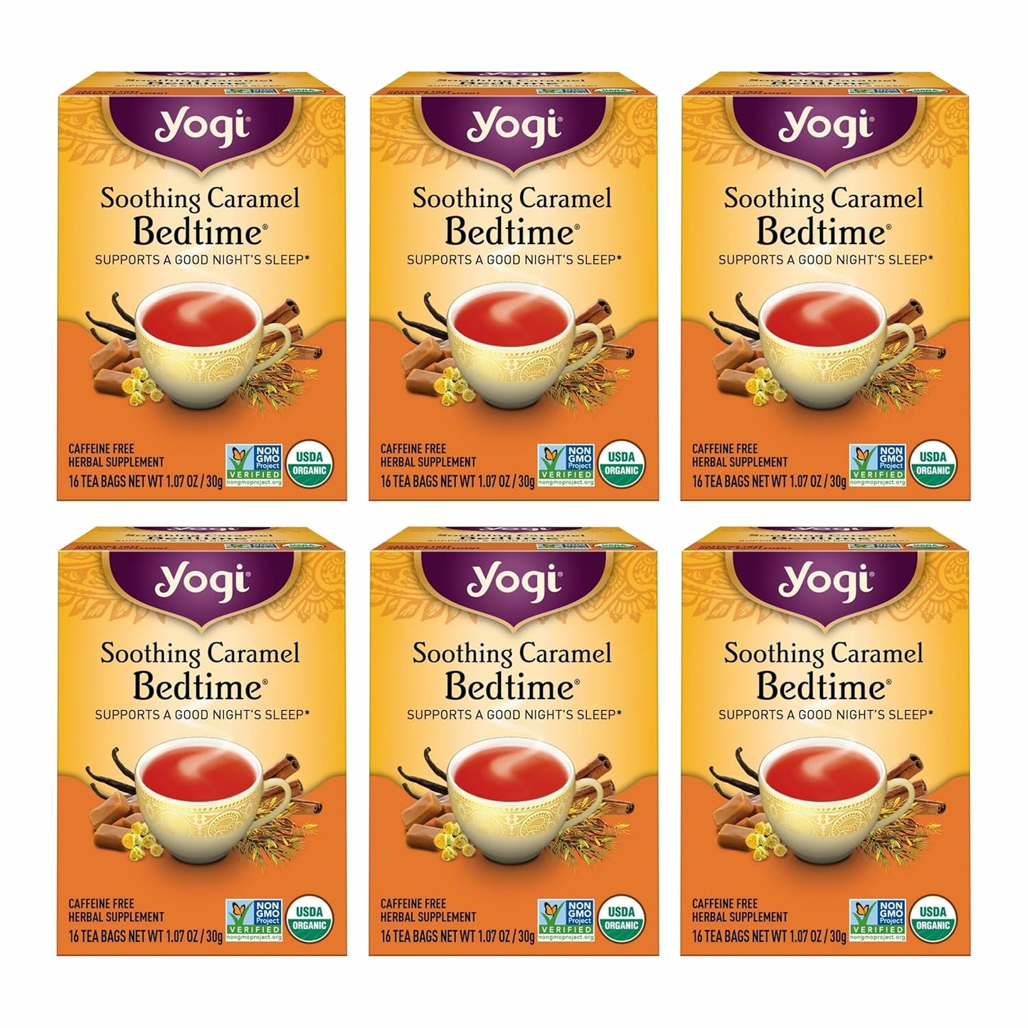Yogi Soothing Caramel Bedtime Tea, 16 Tea Bags (4 Pack)