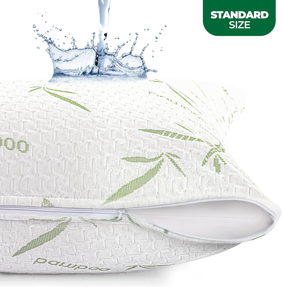 Bamboo Viscose Waterproof Pillow Protectors Queen Size, Pack of 2