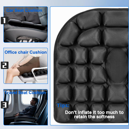 Travel Cushion for Airplane,Portable&Adjustable Air Seat Cushion,Inflatable Cushion for Travel,Coccyx Tailbone Pain Relief Chair Pad