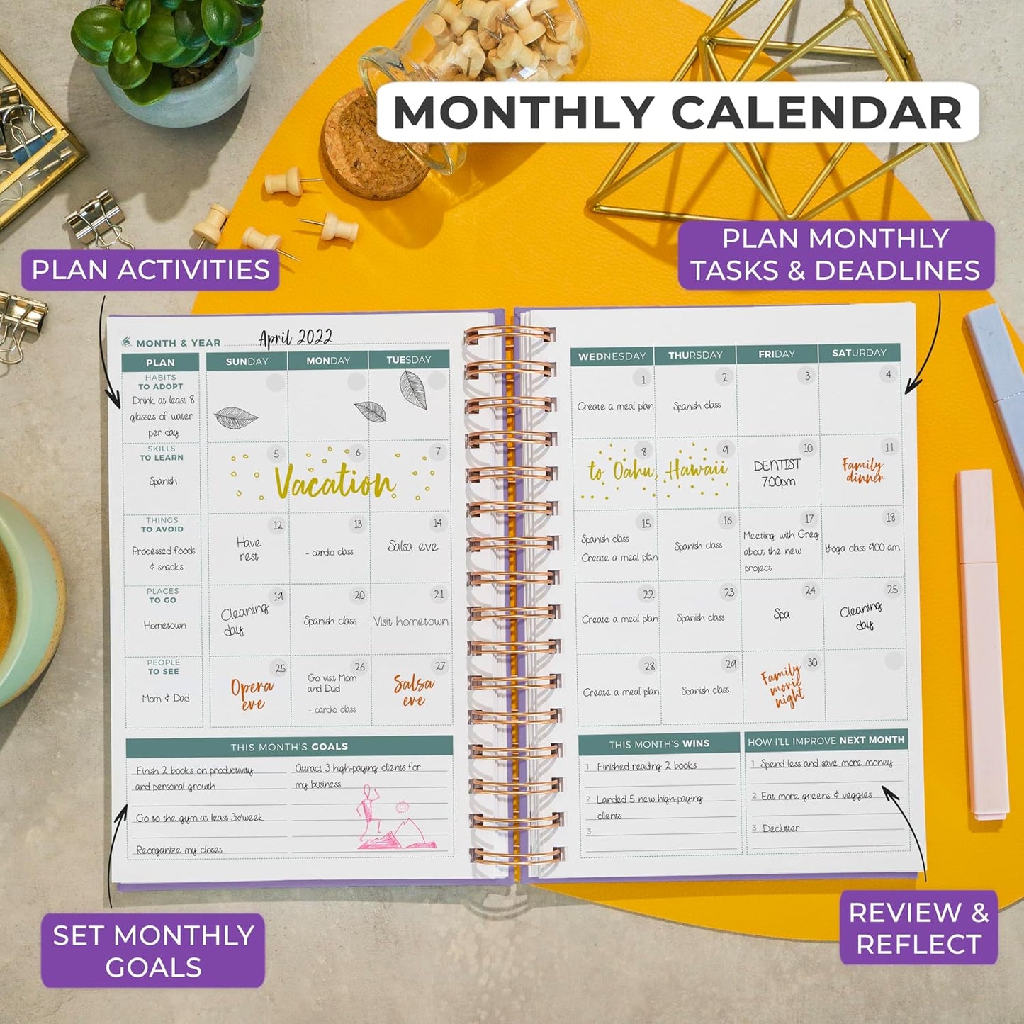 Clever Fox Planner 2nd Edition – Colorful Weekly & Monthly Goal Planner, Time Management & Productivity Organizer, Undated, A5 (Dark Teal)