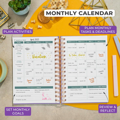 Clever Fox Planner 2nd Edition – Colorful Weekly & Monthly Goal Planner, Time Management & Productivity Organizer, Undated, A5 (Dark Teal)