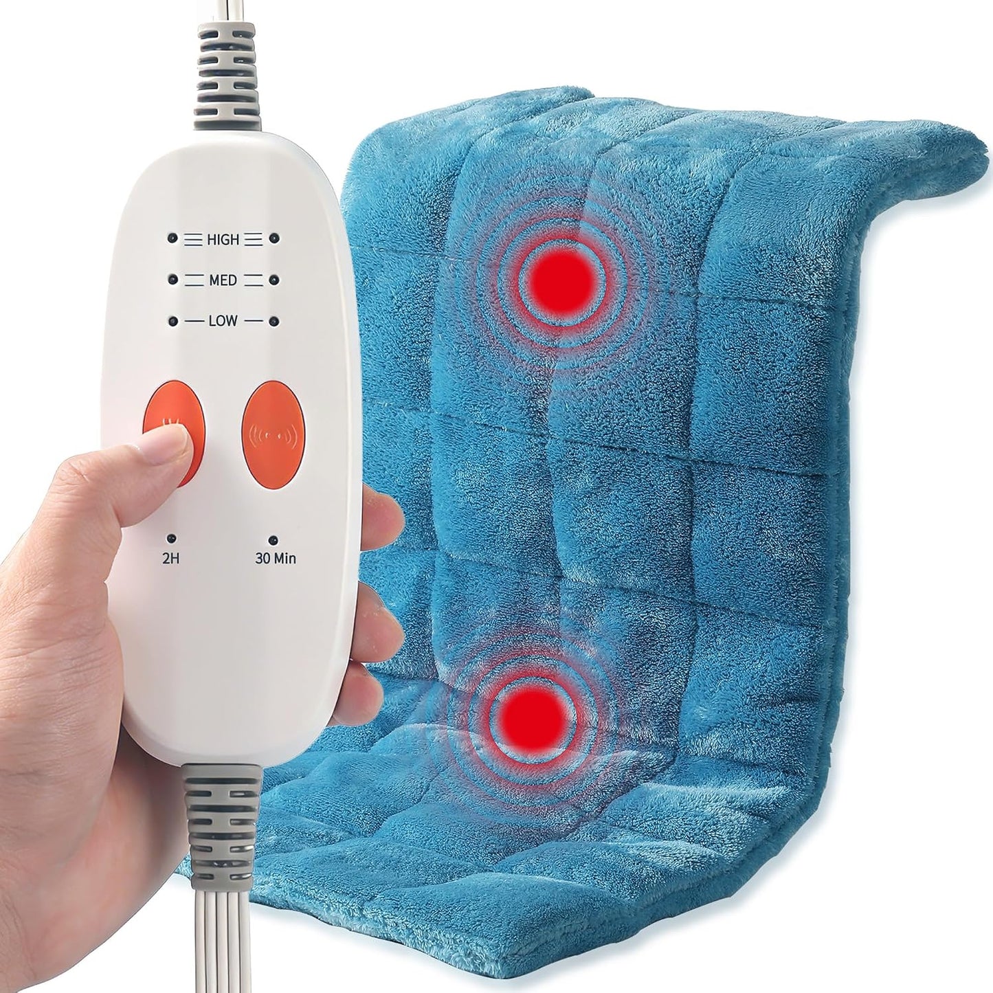 Electric Heating Pad HSA Eligible, Heated Pad for Back Neck Shoulder Pain Relif, Heating Pad for Period Cramps with 2H Auto Shut Off and 4 Heating Levels, 12"x24" Dark Grey