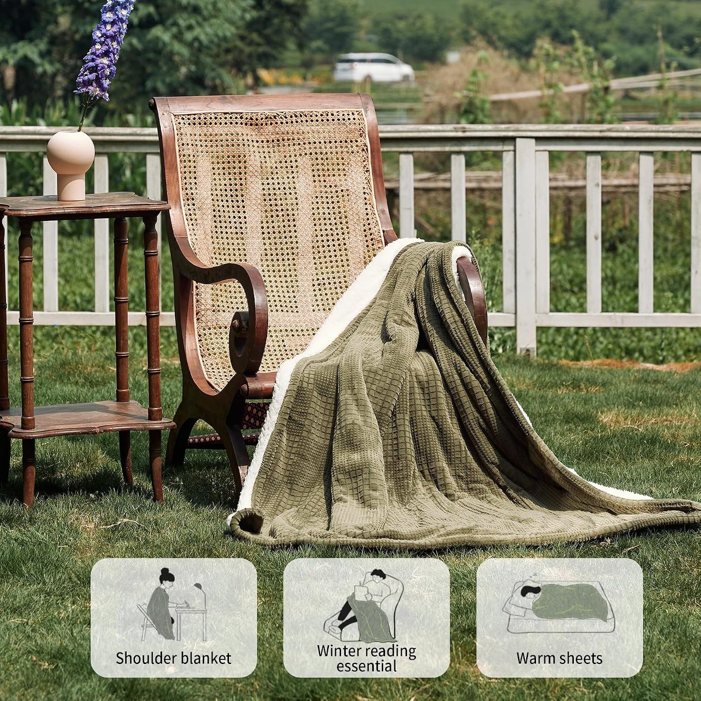 Texciting Heated Blanket Electric Blanket Throw 50''X60''-Heating Throw with 9 Heat Settings-2-10 Hours Auto Off,ETL Certified,Machine Washable (Green)
