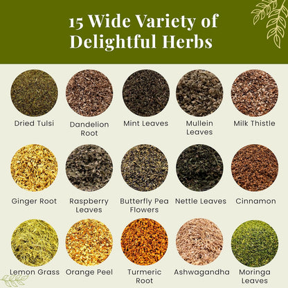 Assorted Loose Leaf Tea, 15 Herbal Teas, Up to 900 Servings