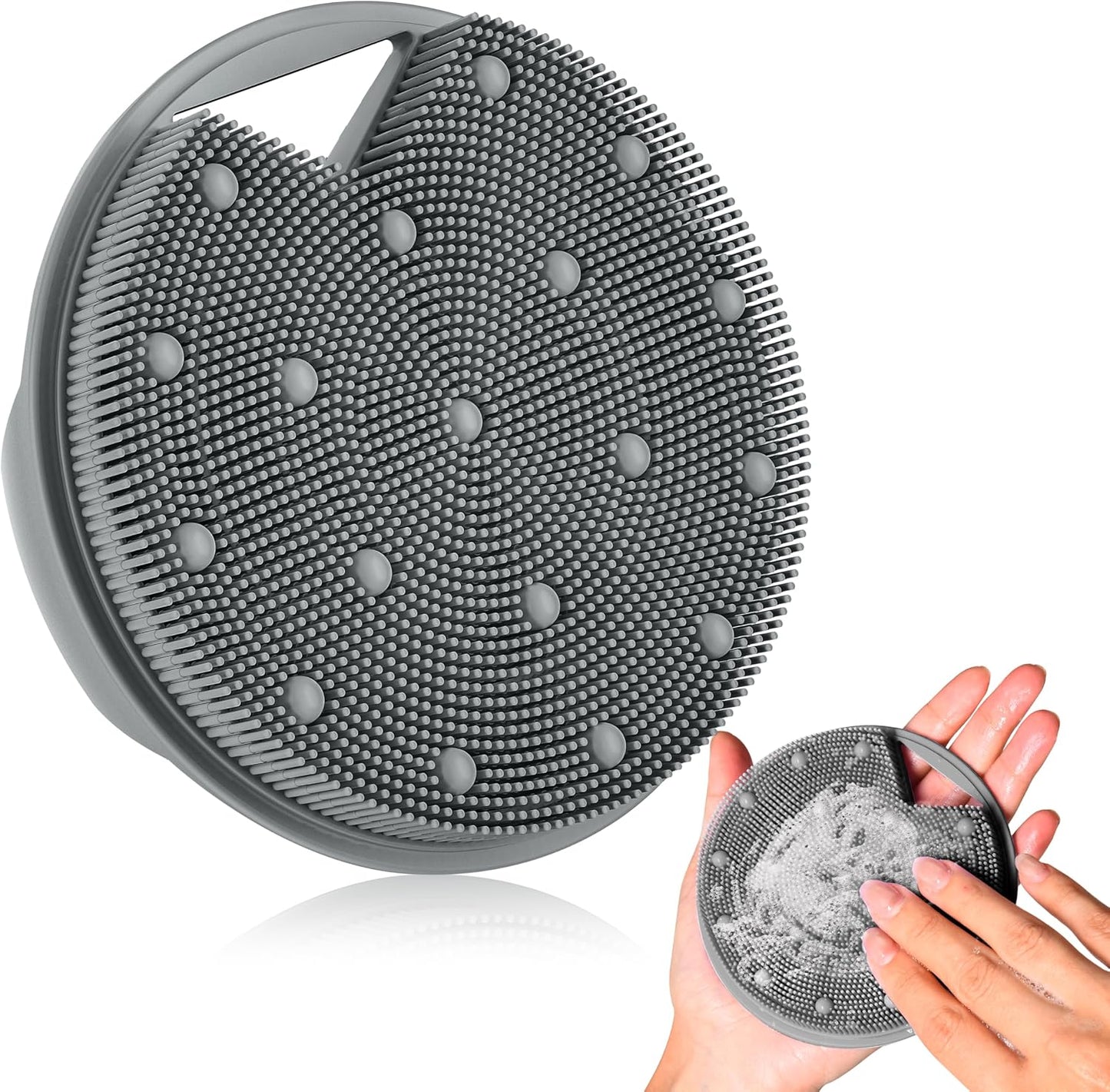 Silicone Body Scrubber -Anti Zinc Infused Exfoliating Body Scrubber | Anti Slip Silicone Loofah,Stiff & Soft Bristles for Cellulite Reduction,Blood Circulation - Black