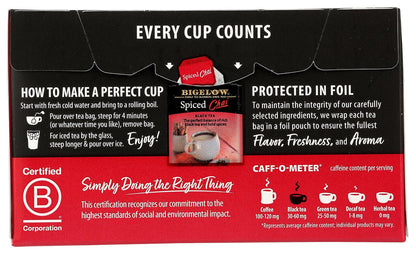 Bigelow, Spiced Chai Tea (Caffeinated), 20 Count