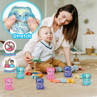 ZTATU Gummy Bear Squishy Fidget Toys (1PCS) Stress Balls for Adults Sugar Stress Ball，Sensory Toys Squishy Ball, Stress Relief Toy Squeeze Ball Party Favors for Kids, Easter Basket Stuffers
