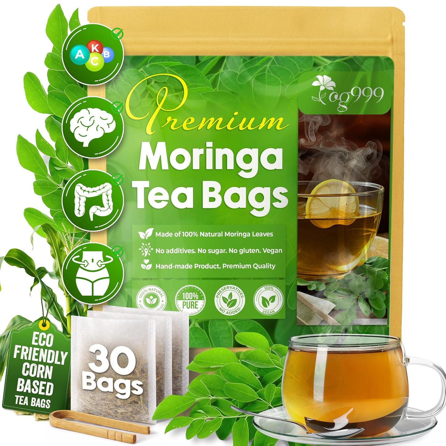 120 Bags Premium Turmeric Ginger Cinnamon Tea, Improve Digestion, Support Brain, Weight, Skin and Sleep, Eco-Conscious Tea Bags and Premium Natural Ingredients. Turmeric Ginger Herbal Tea. No Sugar, No Caffeine, No Gluten, Vegan.