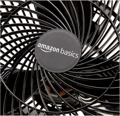 Amazon Basics Air Circulator Desk Fan for Bedroom, Home and Office, 90-Degree Tilt Head, 3 Speed Settings, Cooling, 35 Watts, Black, 11.1"W x 6.3"D x 10.9"H