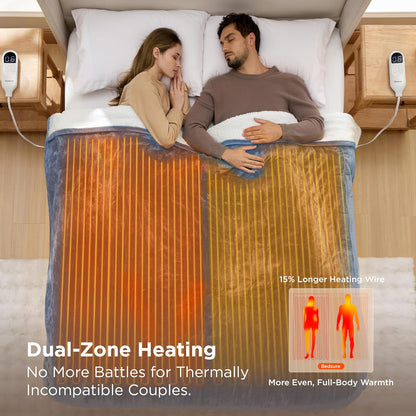 Bedsure Heated Blanket Throw Blanket with Preheat Function - Fast Heating Electric Blanket, Soft Flannel Throw with 6 Time Settings(Up to 10H), 6 Heating Settings, Gifts for Grandma (50"x60", Cream)