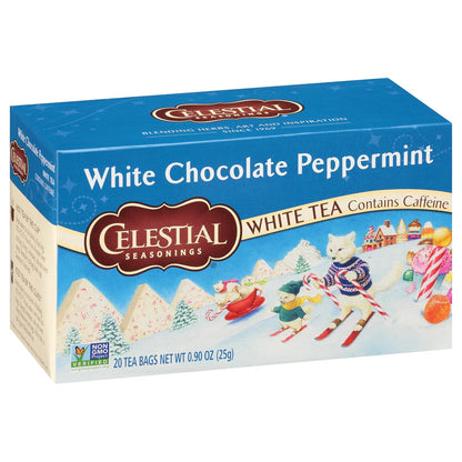 Celestial Seasonings White Chocolate Peppermint White Tea Bags, Great For Stocking Stuffer, 20 tea bags (Pack of 2)