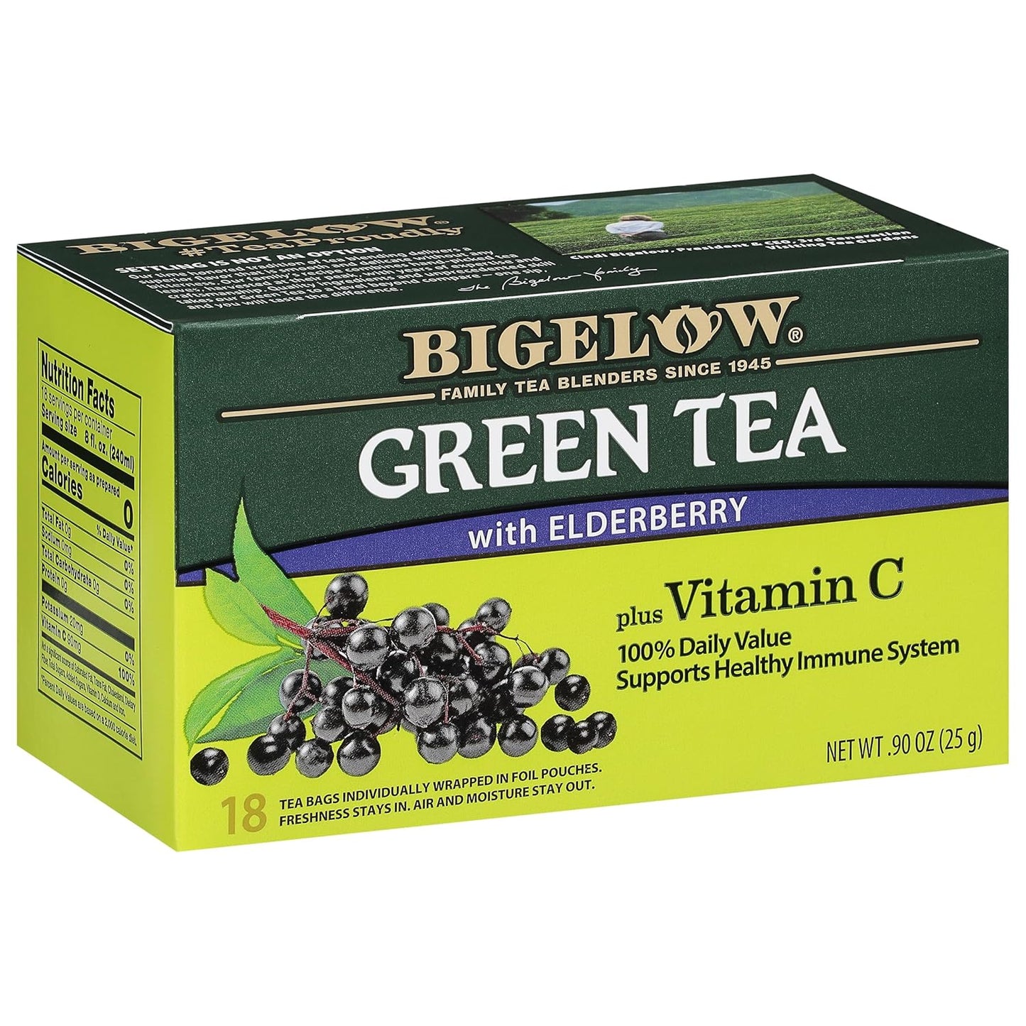 Bigelow Tea Green Tea with Mint, Caffeinated Tea with Green Tea and Peppermint, 20 Count (Pack of 6), 120 Total Tea Bags
