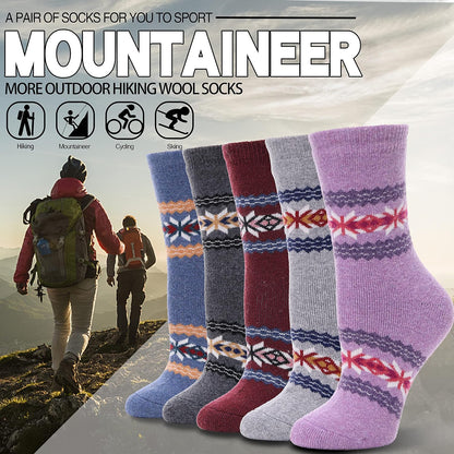 EBMORE Merino Wool Socks for Women Hiking Thermal Warm Winter Thick Boot Cozy Crew Comfy Work Socks for Ladies 5 Pairs