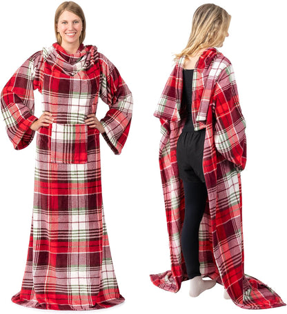 PAVILIA Wearable Blanket with Sleeves for Adult Women Men, Cozy Fleece Warm Wrap Throw with Arms, Gifts for Christmas, Wife