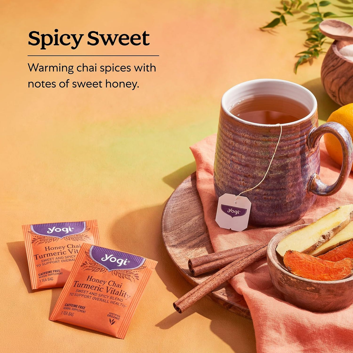 Yogi Honey Chai Turmeric Vitality Tea, 16 Tea Bags (6 Pack)