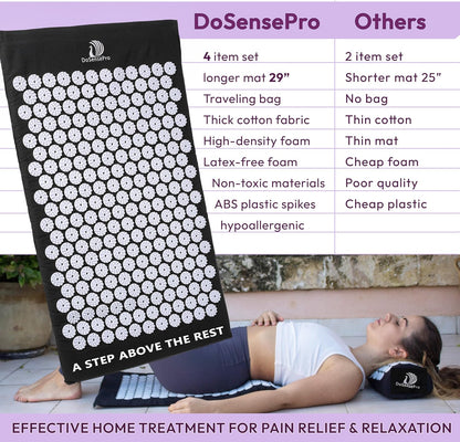 Acupressure Mat & Pillow Set – Extra-Long 29” Acupressure Therapy for Back & Neck Pain Relief, Sciatica, Stress Relief & Sleep Support Includes Carry Bag & Hot/Cold Pack (Purple)