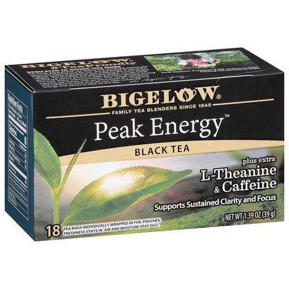 Bigelow Tea Peak Energy Plus Extra L-Theanine & Caffeine, 18 Count (Pack of