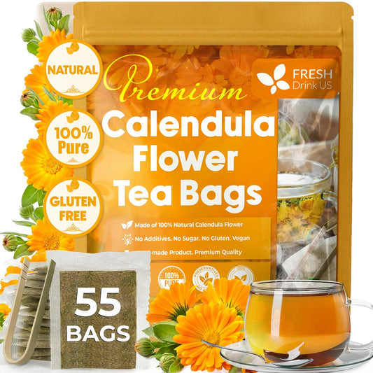 FreshDrinkUS, Premium Calendula Flower Tea, 55 Count, Pure, Caffeine Free