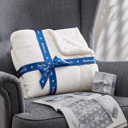 Bedsure GentleSoft Sherpa Fleece Throw Blanket for Couch, Non-Heated, Thick & Warm Cozy Blanket for Winter, Soft Fuzzy Plush Throw Gifts for Women and Men, Grey, 50x60 Inches