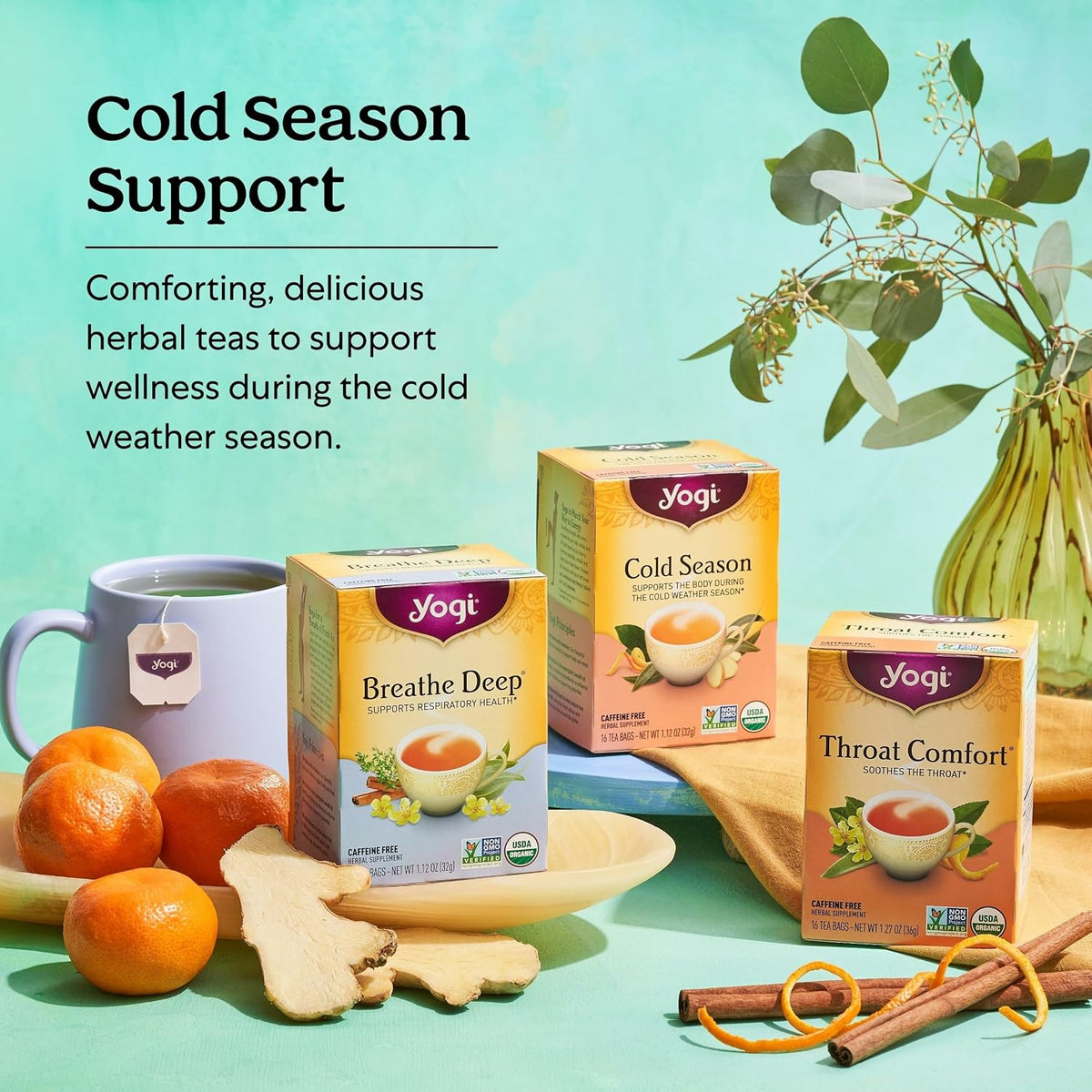 Yogi Immune Support Tea Variety Pack, 16 Tea Bags (3 Pack)
