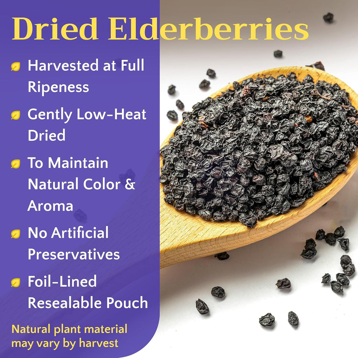 Black Elderberry Tea - Whole Dried Sambucus nigra Elderberries, 8oz