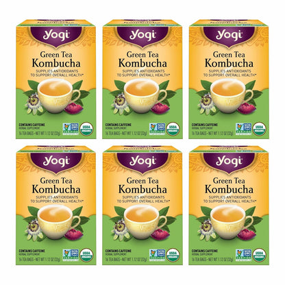 Yogi Green Tea Kombucha, 16 Tea Bags (6 Pack)