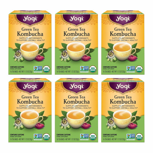 Yogi Green Tea Kombucha, 16 Tea Bags (6 Pack)