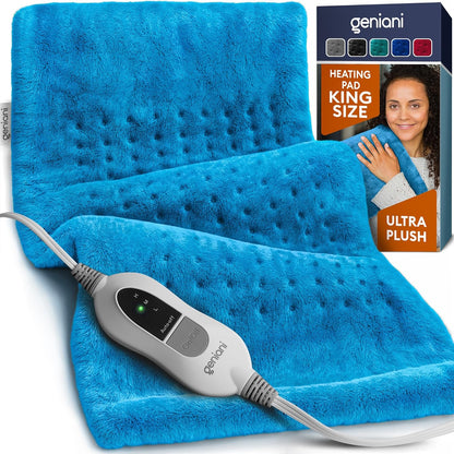GENIANI Electric Heating Pad for Back Pain & Cramps Relief, Electric Throw, Self Care Gifts for Women, Heating Pad for Neck & Shoulder, Machine Washable Microplush, Auto Shut Off (12"x24", Tabby Gray)