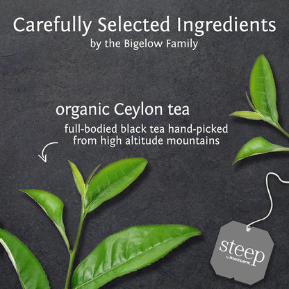 steep by Bigelow Organic English Breakfast Black Tea, Caffeinated, 20 Count (Pack of 6), 120 Total Tea Bags
