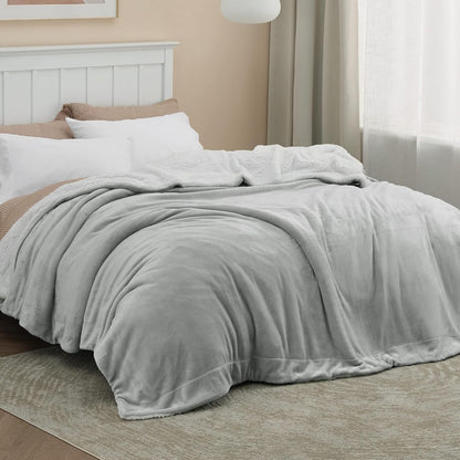 Bedsure GentleSoft Sherpa Fleece Throw Blanket for Couch, Non-Heated, Thick & Warm Cozy Blanket for Winter, Soft Fuzzy Plush Throw Gifts for Women and Men, Grey, 50x60 Inches