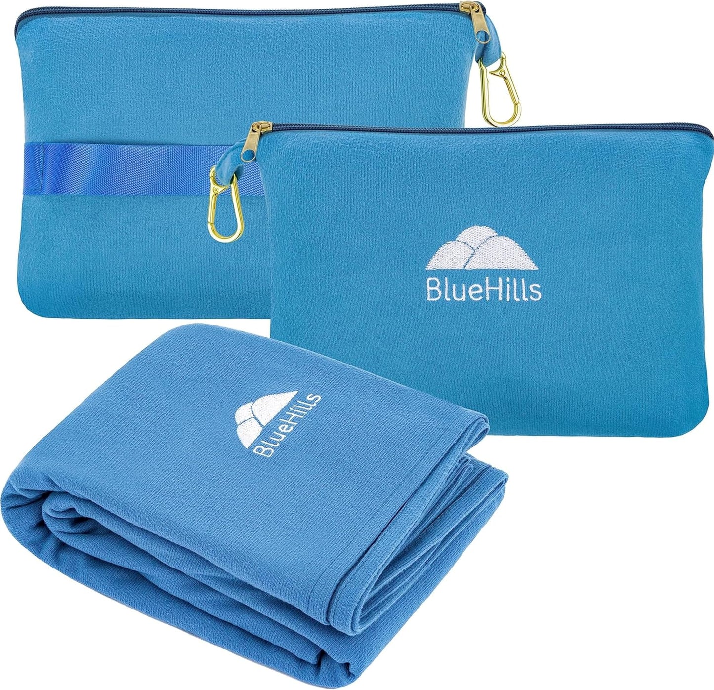 BlueHills Travel Blanket Pillow Compact Lightweight Pocket Size Airplane Traveling Essential Flight Trip Throw in Bag Portable Case Plane Accessory Gray L01
