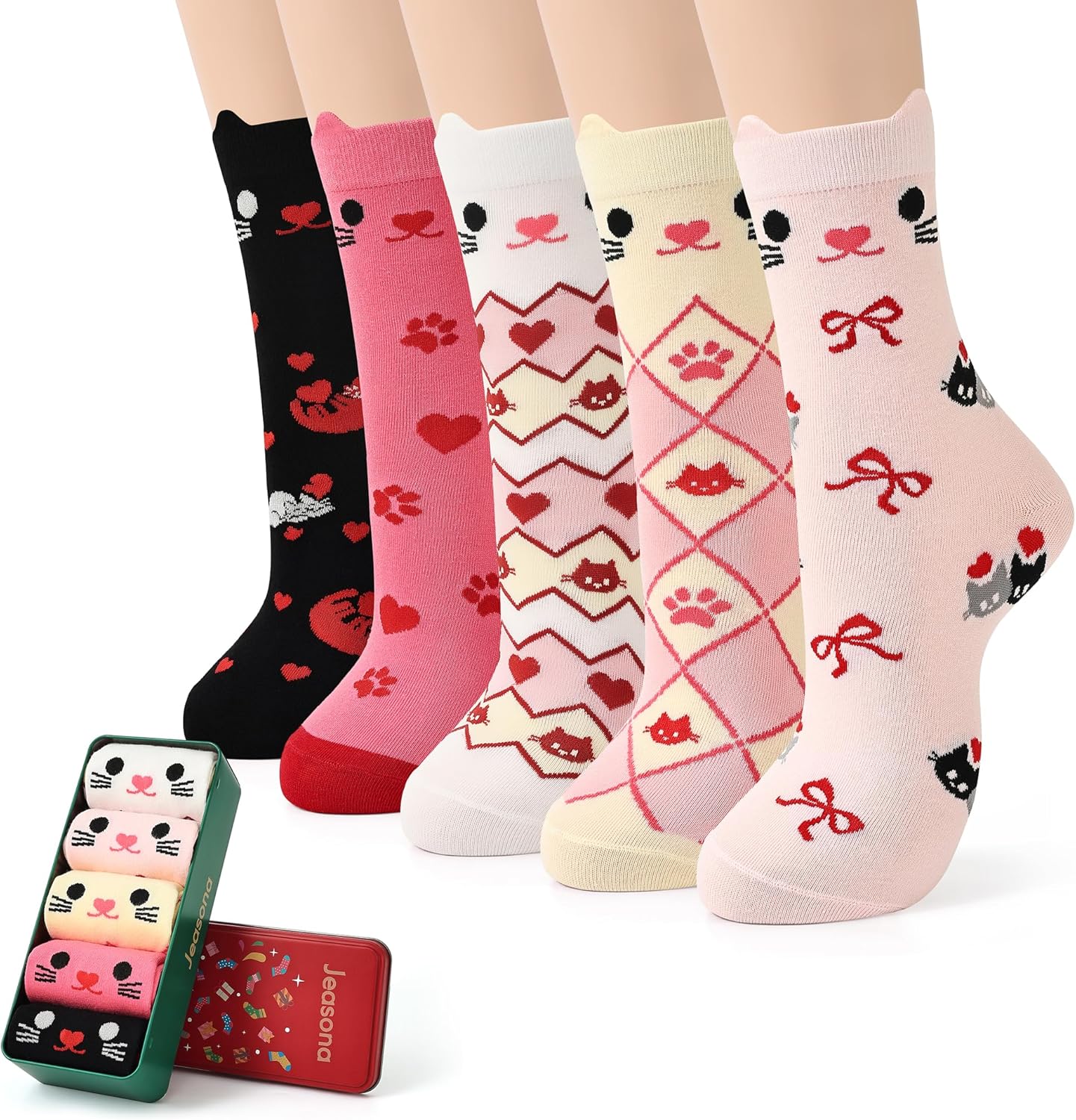Jeasona Cute Cat Gifts for Women Animal Cat Socks Wife Mom Girlfriend Daughter