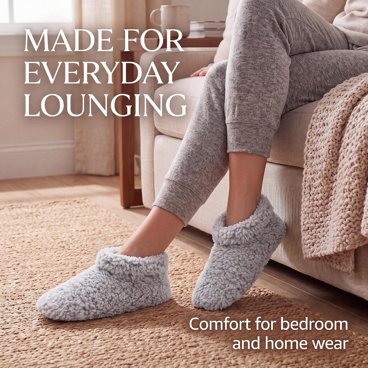 Cozylook Fuzzy Slippers for Women Indoor Soft Sole Slipper Socks