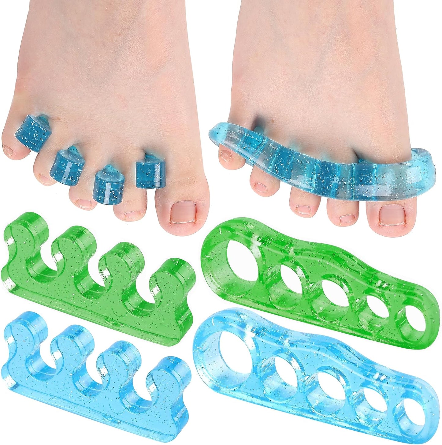 DR. JK- ToePal Gel Toe Separator, 2 Pairs, Toe Spacers, Toe Straightener, Hammer Toe Straightener, Toe Spreader, Toe Stretcher, Toe Corrector for Women and Men, Bunion Corrector