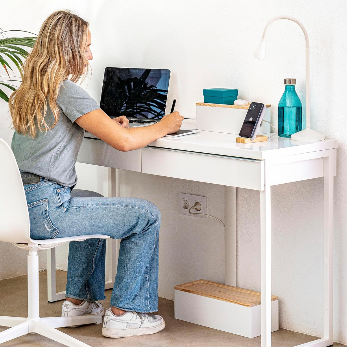 NATURE SUPPLIES Set of Two Natural Wood Cable Management Box, Large and Medium Cord Organizer to Hide Wires and Power Strips for TV, Desk, Computer, Router, Cable Storage and Cord Organization