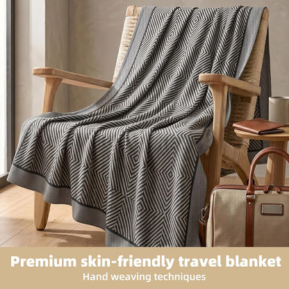 Travel Blanket Airplane - Ultra Soft & Lightweight Knit Design Compact Airplane Blanket,53x72 Inch,Stylish Travel Shawl Wraps for Flights,Office,Home Use,Travel Essentials & Gifts