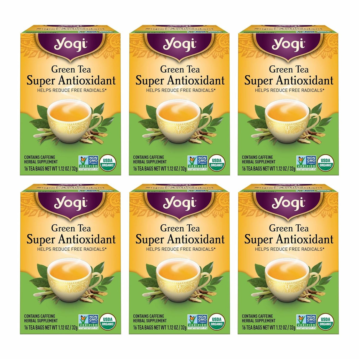 Yogi Green Tea Super Antioxidant, 16 Tea Bags (6 Pack)