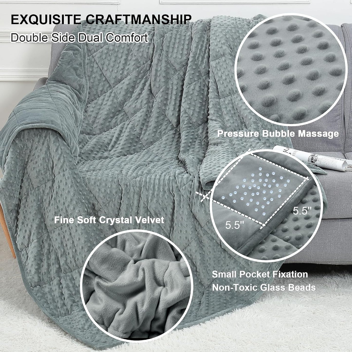 Alomidds Weighted Lap Blanket 7lbs, Cozy Luxury Breathable Weighted Blanket for Adults, Weighted Lap Pad for Travel, Relaxation, Sleeping, Purple, 29" x 24"